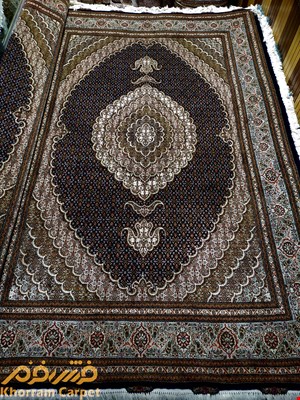 فرش دستباف ماهی خوی جفت 6 متری سرمه ای پشم ایرانی کد 116