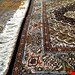 اندازه ذرع و نیم 1.5 متری 40 رج با پشم مرغویب ایرانی تک گره ترکی (تضمینی) رنگ متن سرمه ای حاشیه افسری و ترنج کرم 7 متن رنگی 28 رنگ پشم و 1 رنگ ابریشم جدیدترین نقشه ماهی کمال الملک خوی رنگرزی شده بصورت سنتی تضمین کیفیت بافت همراه با قید در فاکتور  