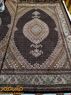 فرش دستباف ماهی خوی جفت 6 متری سرمه ای پشم ایرانی کد 126