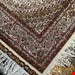 اندازه قالیچه 3 متری 40 رج با پشم مرغوب ایرانی تک گره ترکی (تضمینی) رنگ متن کرم، حاشیه افسری و ترنج پیازی 11 متن رنگی 28 رنگ پشم و 1 رنگ ابریشم جدیدترین نقشه ماهی کمال الملک خوی رنگرزی شده بصورت سنتی تضمین کیفیت بافت همراه با قید در فاکتور