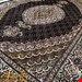 اندازه قالیچه 3 متری 40 رج با پشم مرغوب ایرانی تک گره ترکی (تضمینی) رنگ متن سرمه ای، حاشیه افسری و ترنج کرم 11 متن رنگی 28 رنگ پشم و 1 رنگ ابریشم جدیدترین نقشه ماهی کمال الملک خوی رنگرزی شده بصورت سنتی تضمین کیفیت بافت همراه با قید در فاکتور 