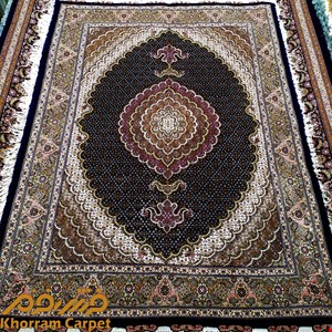 فرش دستباف ماهی خوی قالیچه 3 متری سرمه ای مرینوس پرویزیان کد 147