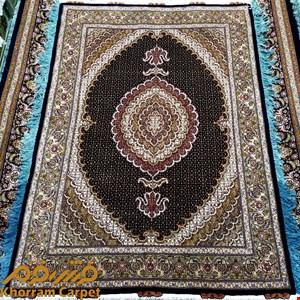 فرش دستباف ماهی خوی قالیچه 3 متری سرمه ای پرویزیان کد 150