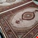  اندازه جفت 6 متری 40 رج با پشم مرینوس پرویزیان (7لا) طرح گل 50 رج تک گره ترکی (تضمینی) رنگ متن کرم، حاشیه افسری و ترنج پیازی 13 متن رنگی 28 رنگ پشم و 3 رنگ ابریشم جدیدترین نقشه ماهی کمال الملک خوی رنگرزی شده توسط دستگاه اشلاپ فورس با پودر صیبای آلمانی تضمین کیفیت بافت همراه با قید در فاکتو             