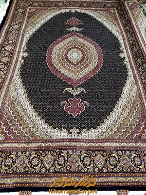 فرش دستباف ماهی خوی جفت 9 متری سرمه ای حاشیه سرمه ای پرویزیان کد 175