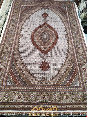 فرش دستباف ماهی خوی تک 6 متری کرم ترنج عنابی کد 194