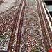  اندازه جفت 9 متری 40 رج با پشم مرینوس پرویزیان (7لا) طرح گل 50 رج تک گره ترکی (تضمینی) رنگ متن  کرم، حاشیه افسری و ترنج پیازی 17 متن رنگی 28 رنگ پشم و 3 رنگ ابریشم جدیدترین نقشه ماهی کمال الملک خوی رنگرزی شده توسط دستگاه اشلاپ فورس با پودر صیبای آلمانی تضمین کیفیت بافت همراه با قید در فاکتو                    