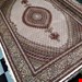  اندازه جفت 9 متری 40 رج با پشم مرینوس پرویزیان (7لا) طرح گل 50 رج تک گره ترکی (تضمینی) رنگ متن  کرم، حاشیه افسری و ترنج پیازی 17 متن رنگی 28 رنگ پشم و 3 رنگ ابریشم جدیدترین نقشه ماهی کمال الملک خوی رنگرزی شده توسط دستگاه اشلاپ فورس با پودر صیبای آلمانی تضمین کیفیت بافت همراه با قید در فاکتو                     