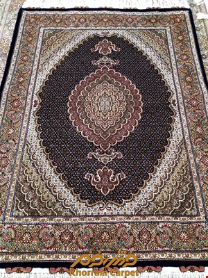 فرش دستباف ماهی خوی قالیچه 3 متری سرمه ای پرویزیان کد 245