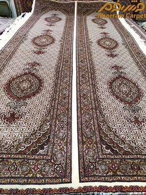فرش دستباف ماهی خوی جفت کناره 4 متری کرم پرویزیان کد 265
